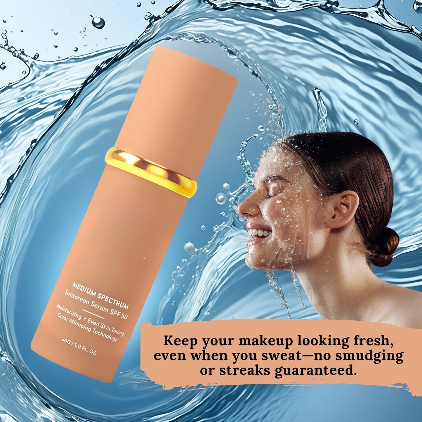 4-in-1 Natural Liquid Foundation, Medium Spectrum, SPF 50 Foundation Sunscreen - Full Coverage Liquid Foundation Waterproof Concealer