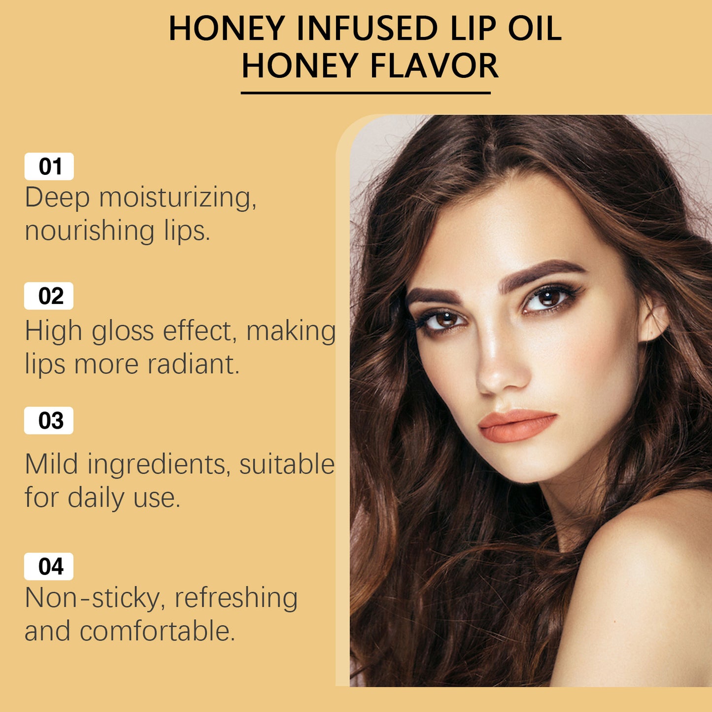 EELHOE Honey Flavored Lip Oil Gently Hydrates, Moisturizes, Softens Lips, Daily Care, Lip Oil