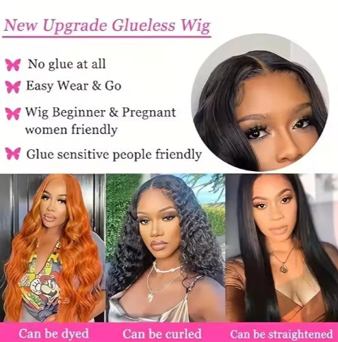 Ready To Go   HD Lace Front Wigs Glueless Put-on Go Body Wave Wig Pre-Plucked Blend Human Hair Transparent Lace Color