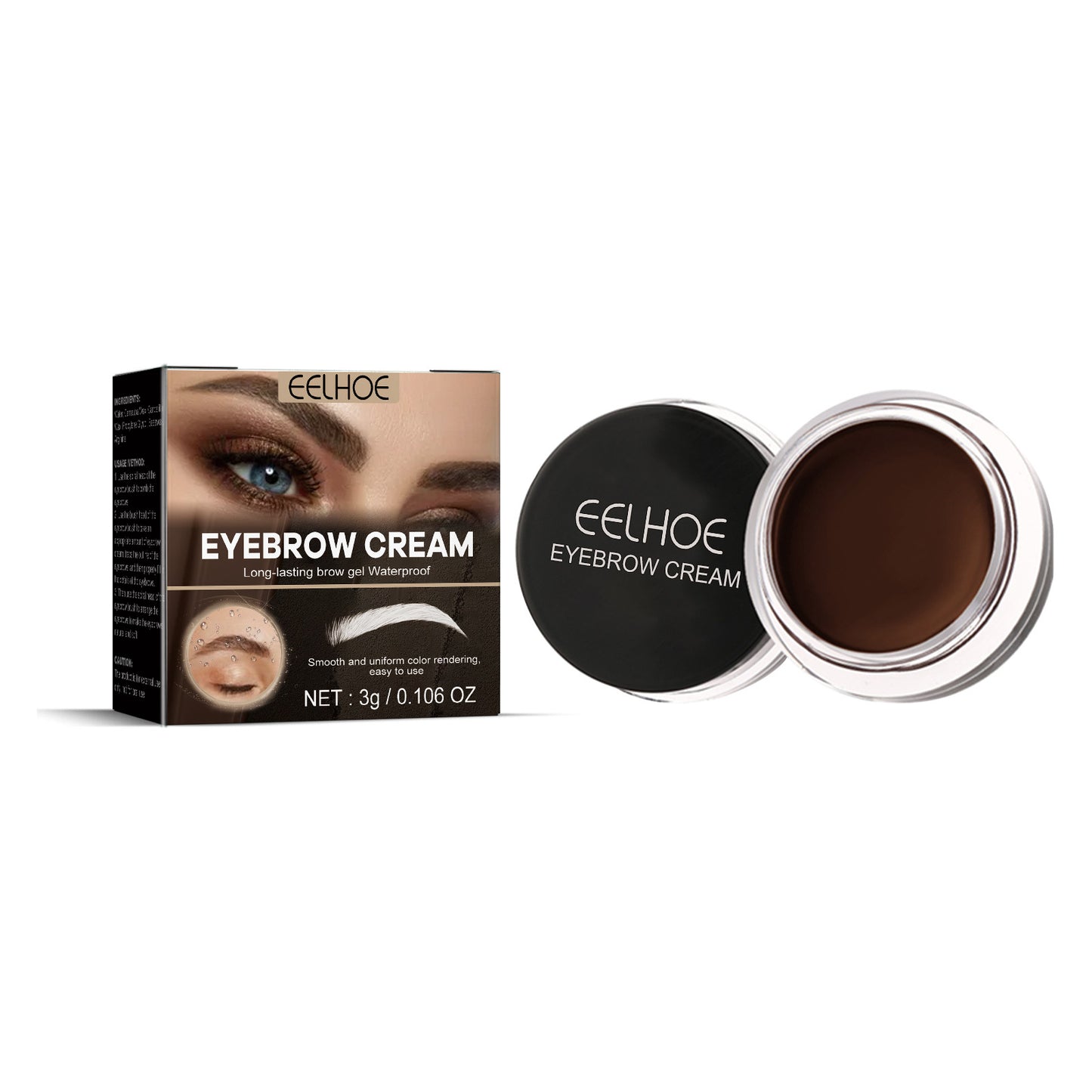 EELHOE Eyebrow Tint Dark Brown Brow Tint Brush Smooth, Color-holding, Waterproof, Non-smudging Creates A Three-dimensional, Long-lasting, Natural, Wild-eyebrow Balm