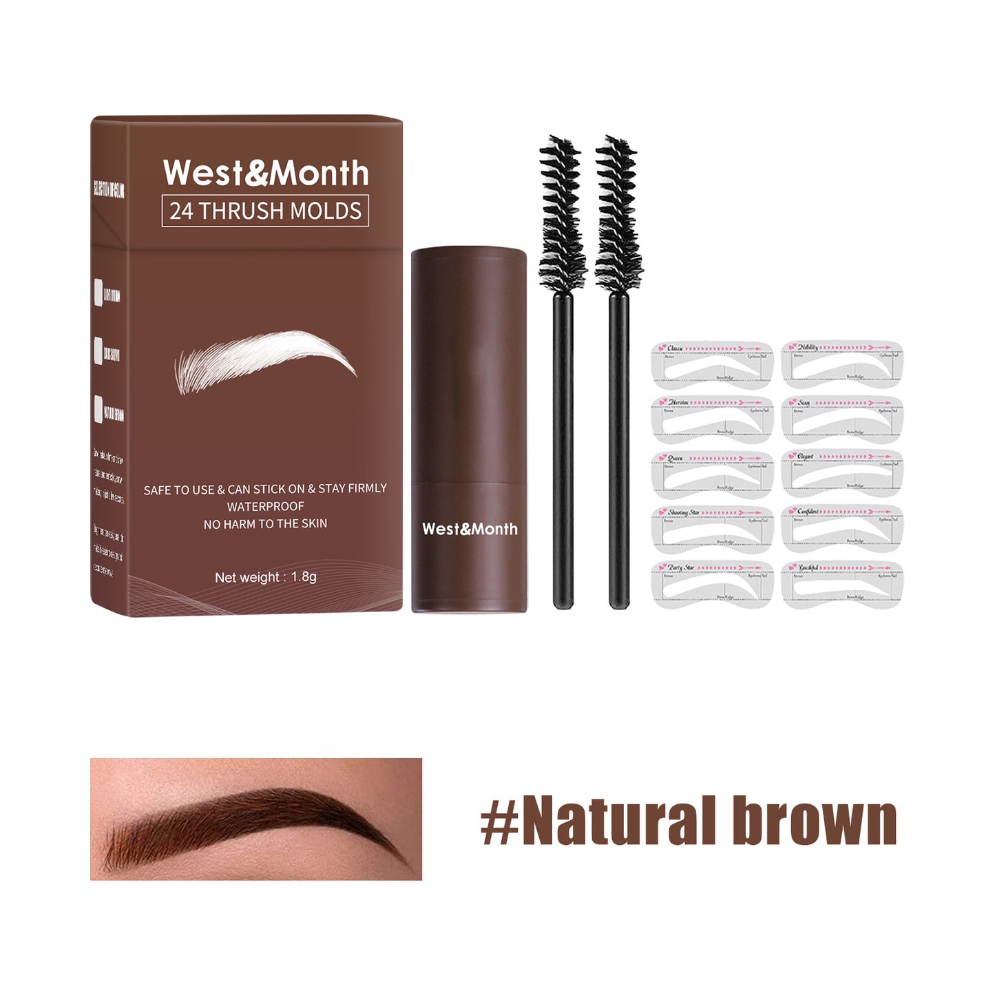 West&Month Seal Eyebrow Powder Lazy Eyebrow Stamp Powder Set Is Long-lasting, Waterproof, Sweatproof, Non-flamming, And Non-smudging