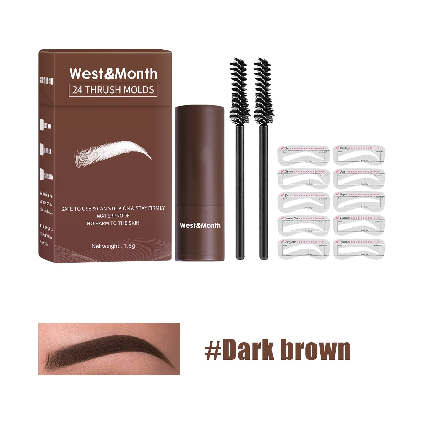 West&Month Seal Eyebrow Powder Lazy Eyebrow Stamp Powder Set Is Long-lasting, Waterproof, Sweatproof, Non-flamming, And Non-smudging