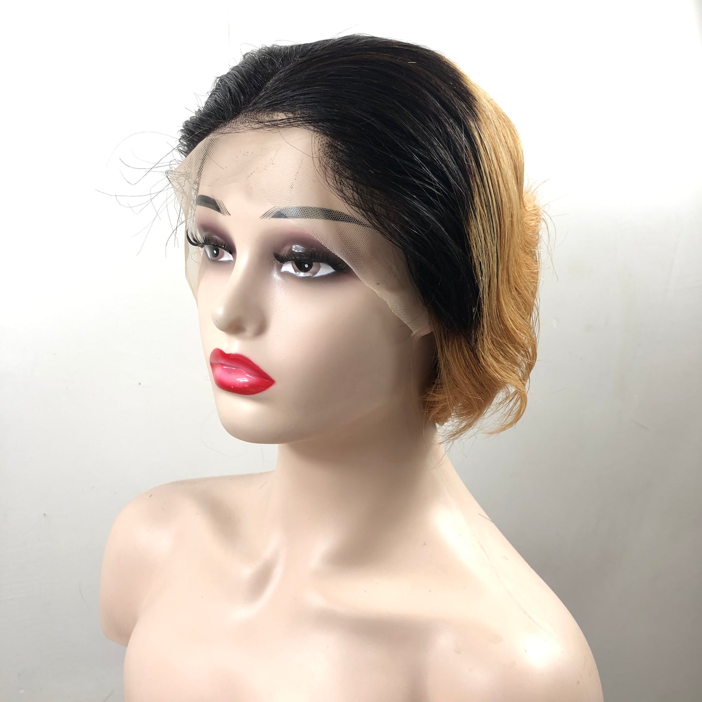 Wave Head Non-toxic Wig, Short Straight Hair, Human Hair Without Glue, 13x4 HD Lace, Front Hair, Front Brown Wave Head Wig.