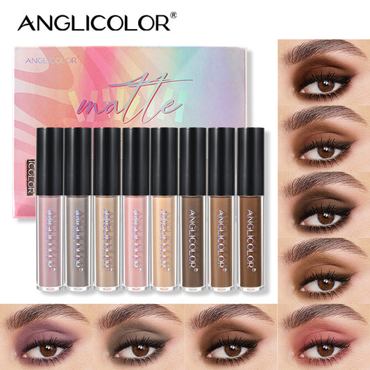 Anglicolor Liquid Eyeshadow 8-color Set Glitter Eyeshadow Set Waterproof Matte Eyeshadow Fine Shimmer Brightening Long-lasting