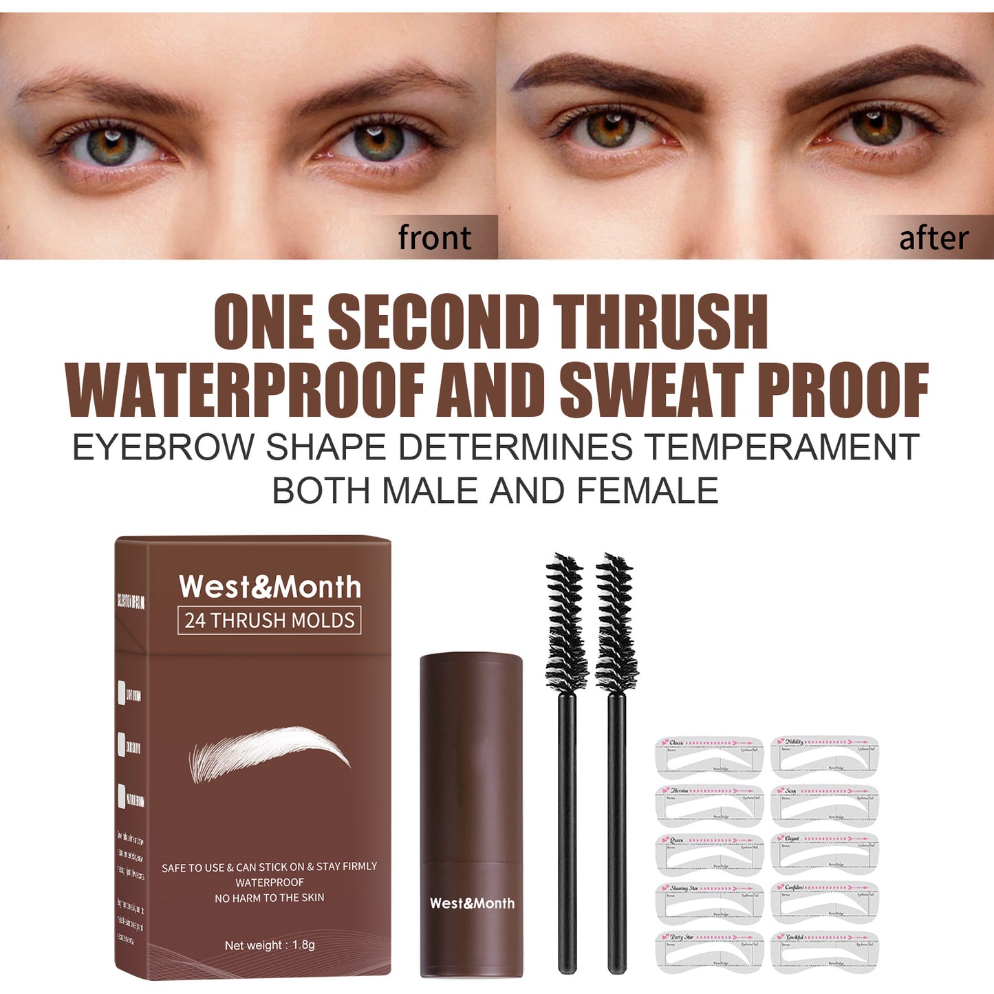 West&Month Seal Eyebrow Powder Lazy Eyebrow Stamp Powder Set Is Long-lasting, Waterproof, Sweatproof, Non-flamming, And Non-smudging