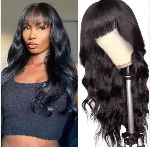Pre Everything Glueless 13x5 Body Wave Lace Front Wig With Bangs Hd Pre Cut Lace Human Hair Wig For Black Women