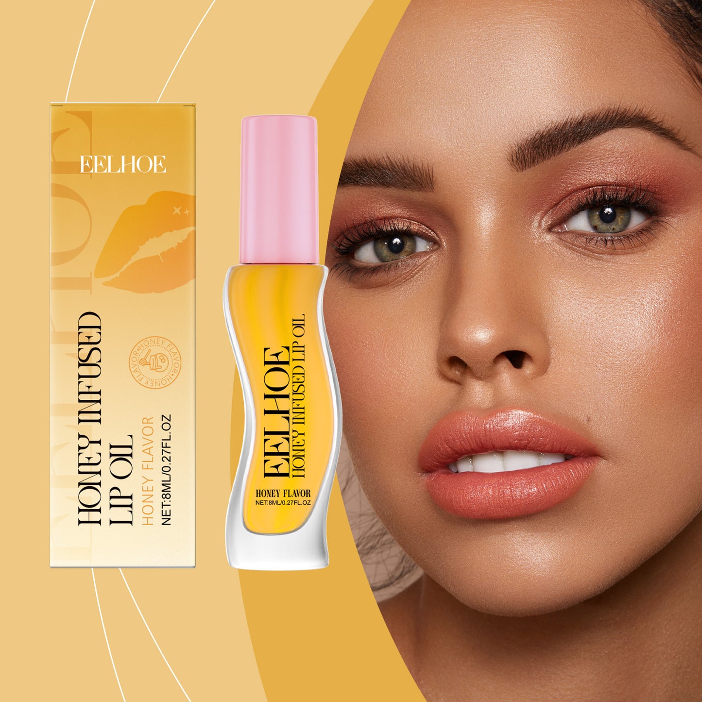 EELHOE Honey Flavored Lip Oil Gently Hydrates, Moisturizes, Softens Lips, Daily Care, Lip Oil