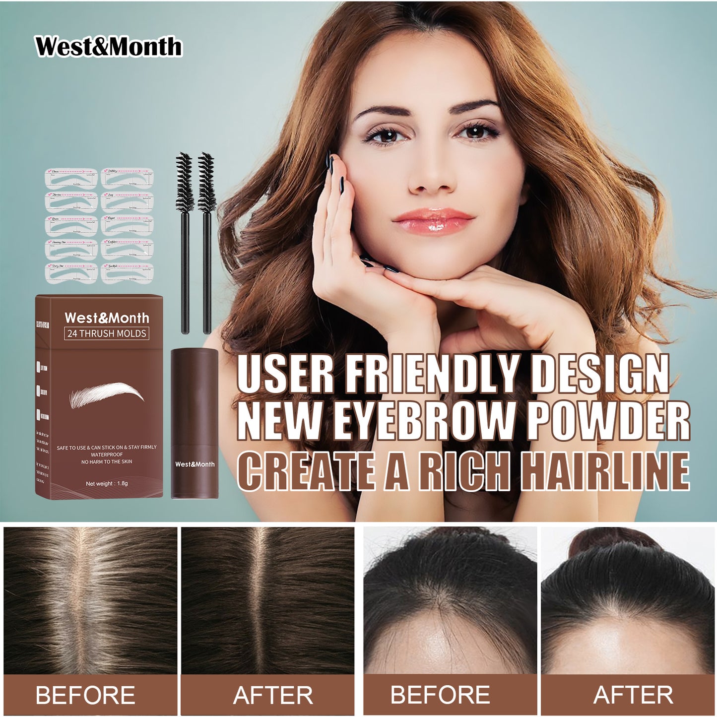 West&Month Seal Eyebrow Powder Lazy Eyebrow Stamp Powder Set Is Long-lasting, Waterproof, Sweatproof, Non-flamming, And Non-smudging
