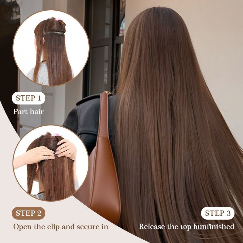 Holdbalance Straight Clip In Hair Extensions 24inch Hair Extensions For Women 6PCS Long Soft Synthetic Natural Hairpieces